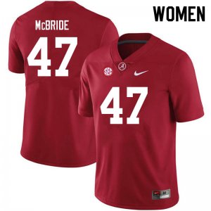NCAA Women's Alabama Crimson Tide #47 Jacobi McBride Stitched College 2021 Nike Authentic Crimson Football Jersey JQ17G38BY